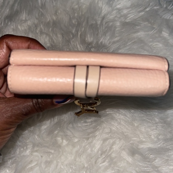 CHLOÉ Alphabet embellished textured-leather wallet soft pink NWT full inclusion - Picture 8 of 15